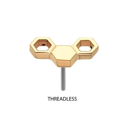 14Kt Gold Threadless Honeycomb Top