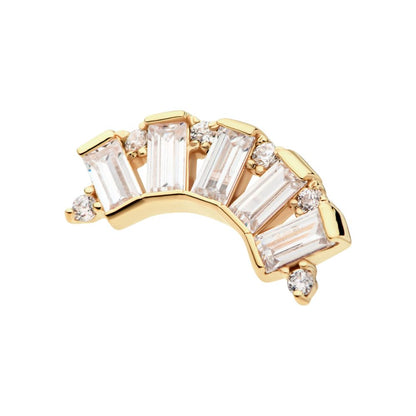 14Kt Yellow Gold Threadless with Round & Baguette CZ 5-Cluster Top