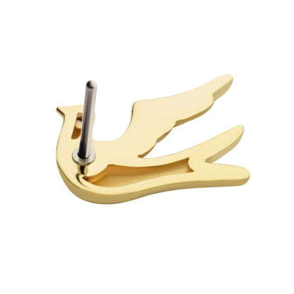 14Kt Yellow Gold Threadless Flying Dove with CZ Top