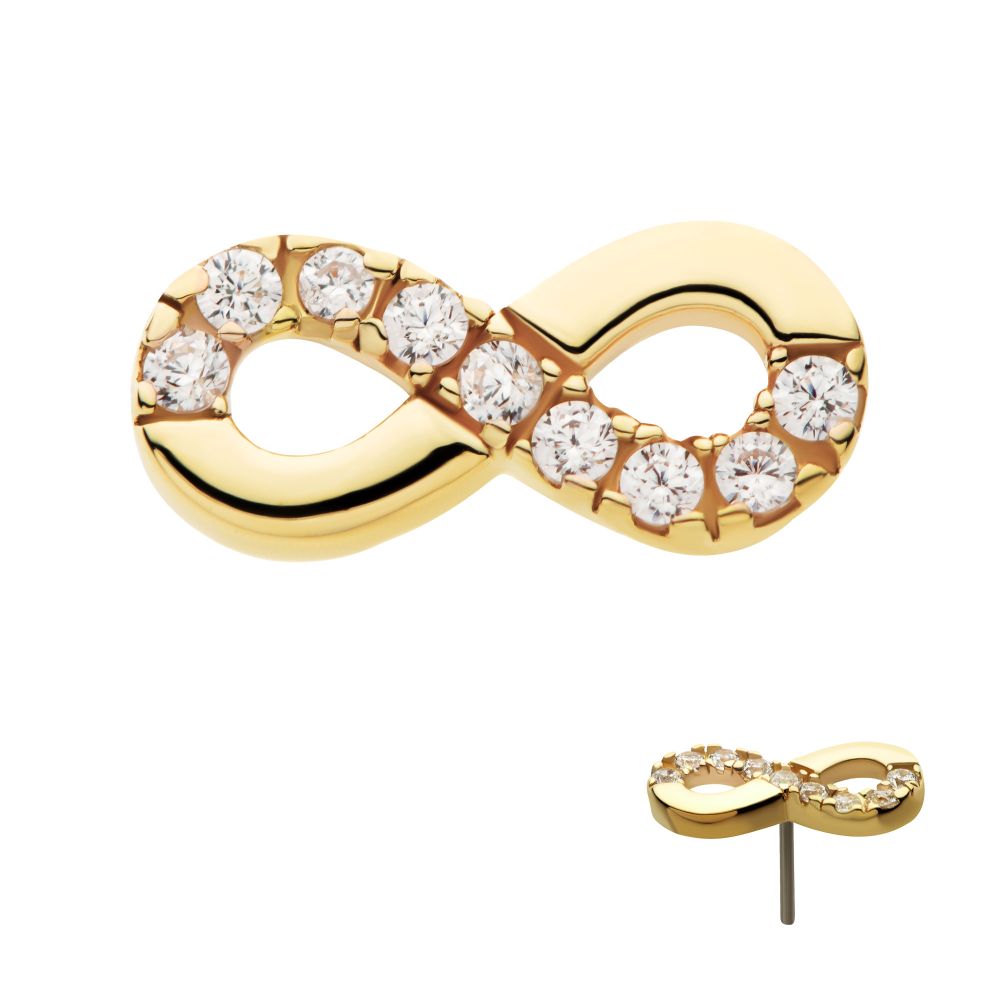 14Kt Yellow Gold Threadless Infinity Symbol with CZ Top