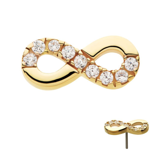 14Kt Yellow Gold Threadless Infinity Symbol with CZ Top