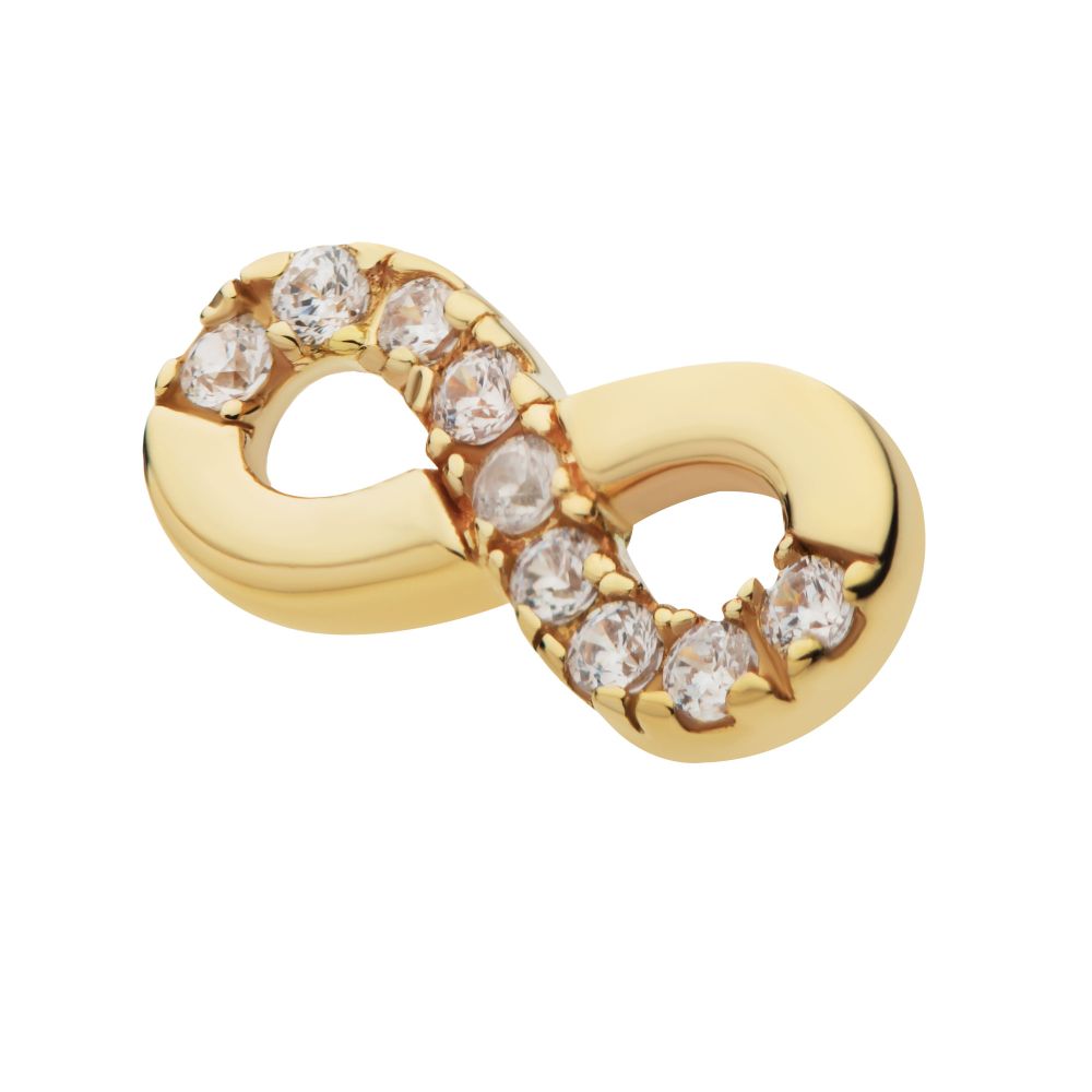 14Kt Yellow Gold Threadless Infinity Symbol with CZ Top