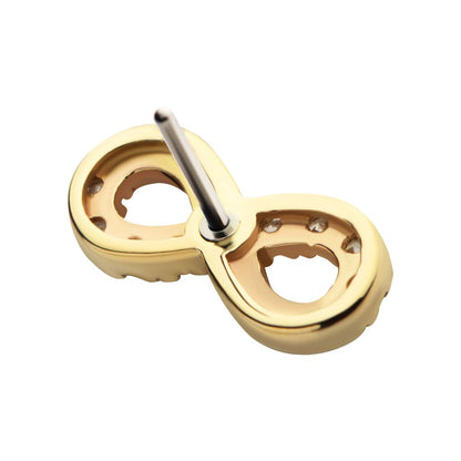 14Kt Yellow Gold Threadless Infinity Symbol with CZ Top
