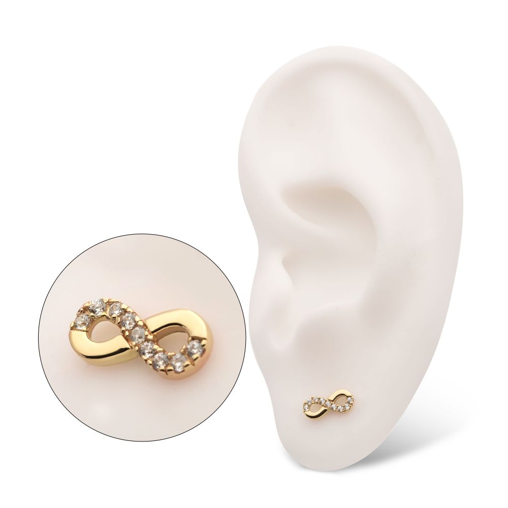 14Kt Yellow Gold Threadless Infinity Symbol with CZ Top