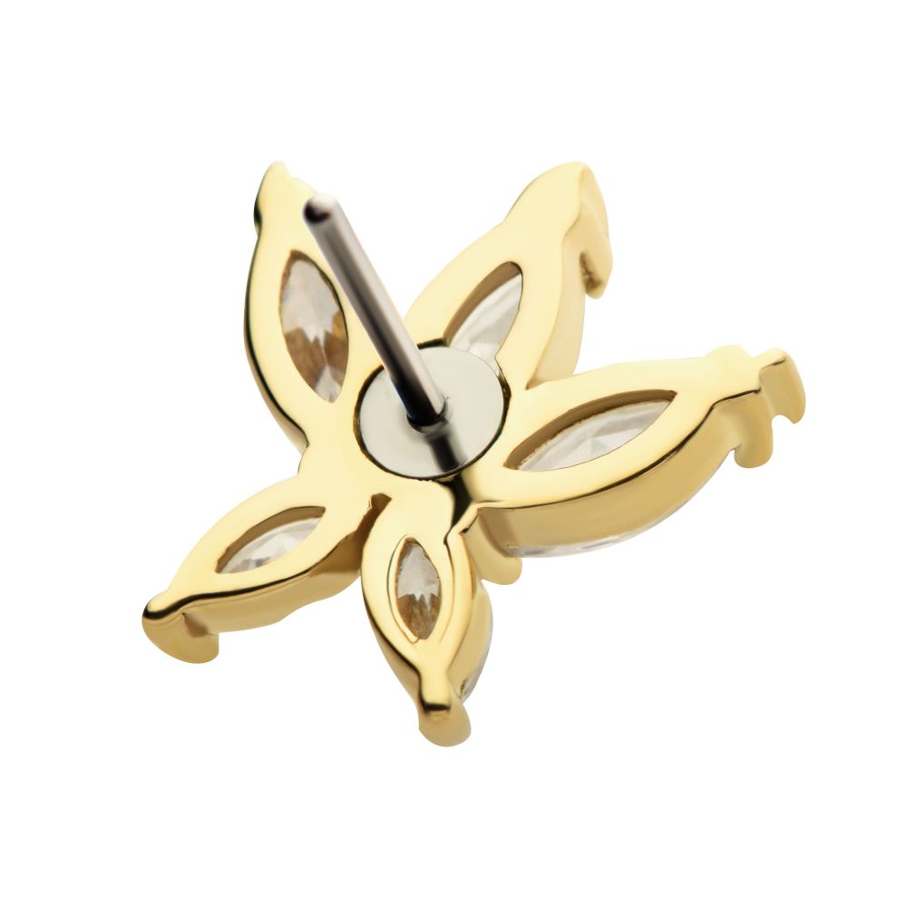 14Kt Yellow Gold Threadless 5 Marquise CZ Flower Top