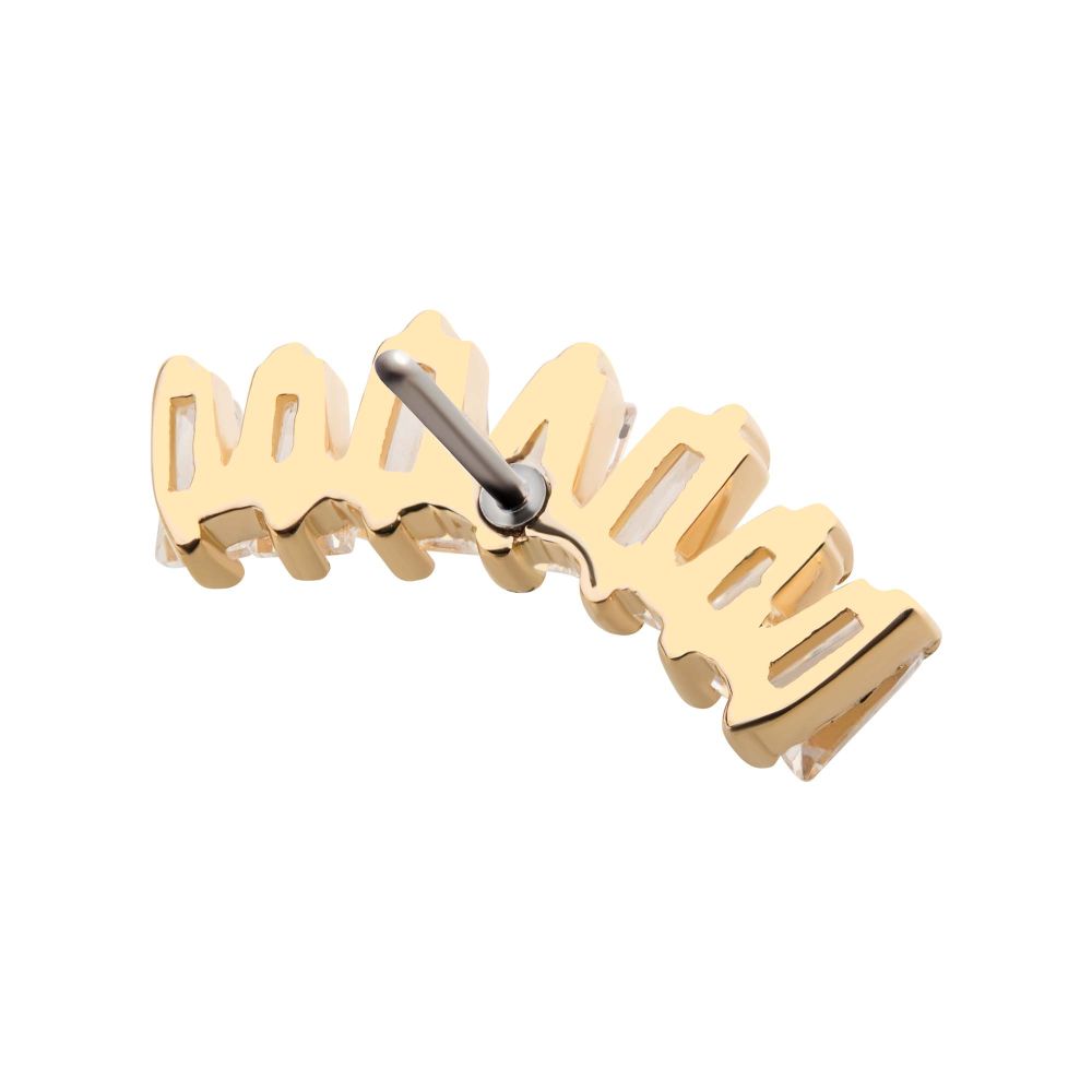 14Kt Yellow Gold Threadless with Prong Set Tapered Baguette Clear CZ Cluster Top