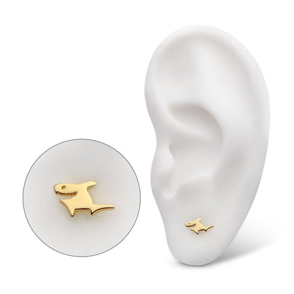 14Kt Yellow Gold Threadless Shark Top