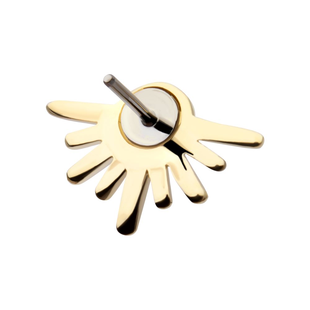 14Kt Gold Threadless Prong Set White Opal Half Starburst Top