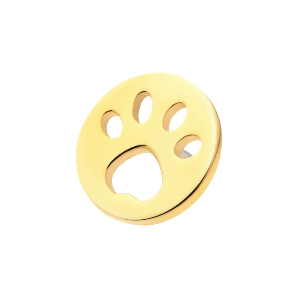 14Kt Yellow Gold Threadless Cut Out Paw Top