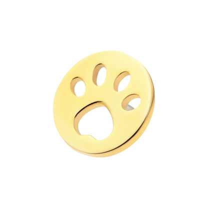 14Kt Yellow Gold Threadless Cut Out Paw Top