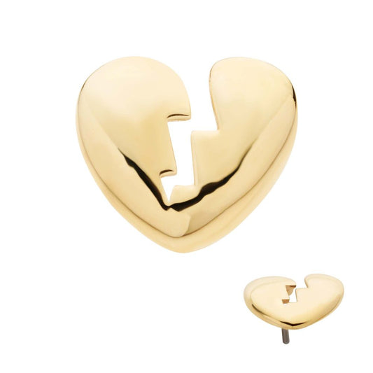 14Kt Yellow Gold Threadless Broken Heart Top