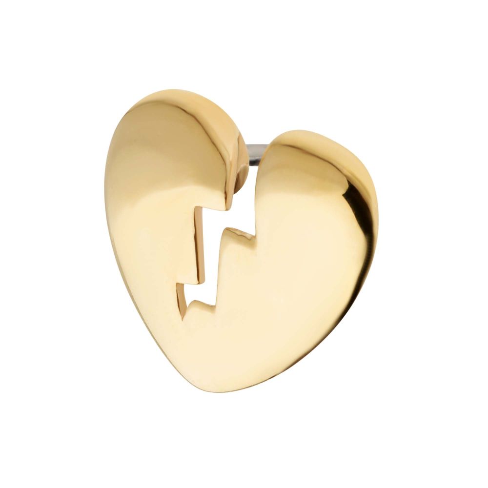 14Kt Yellow Gold Threadless Broken Heart Top