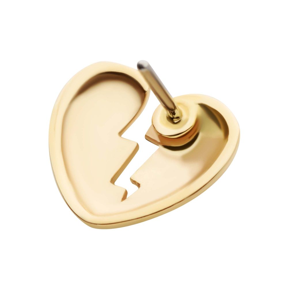 14Kt Yellow Gold Threadless Broken Heart Top
