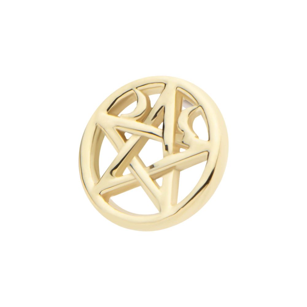 14Kt Yellow Gold Threadless Crescent Moon Pentacle Top