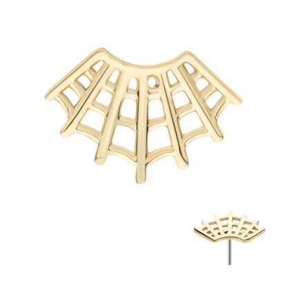 14Kt Gold Threadless Fan Shape Spiderweb Top