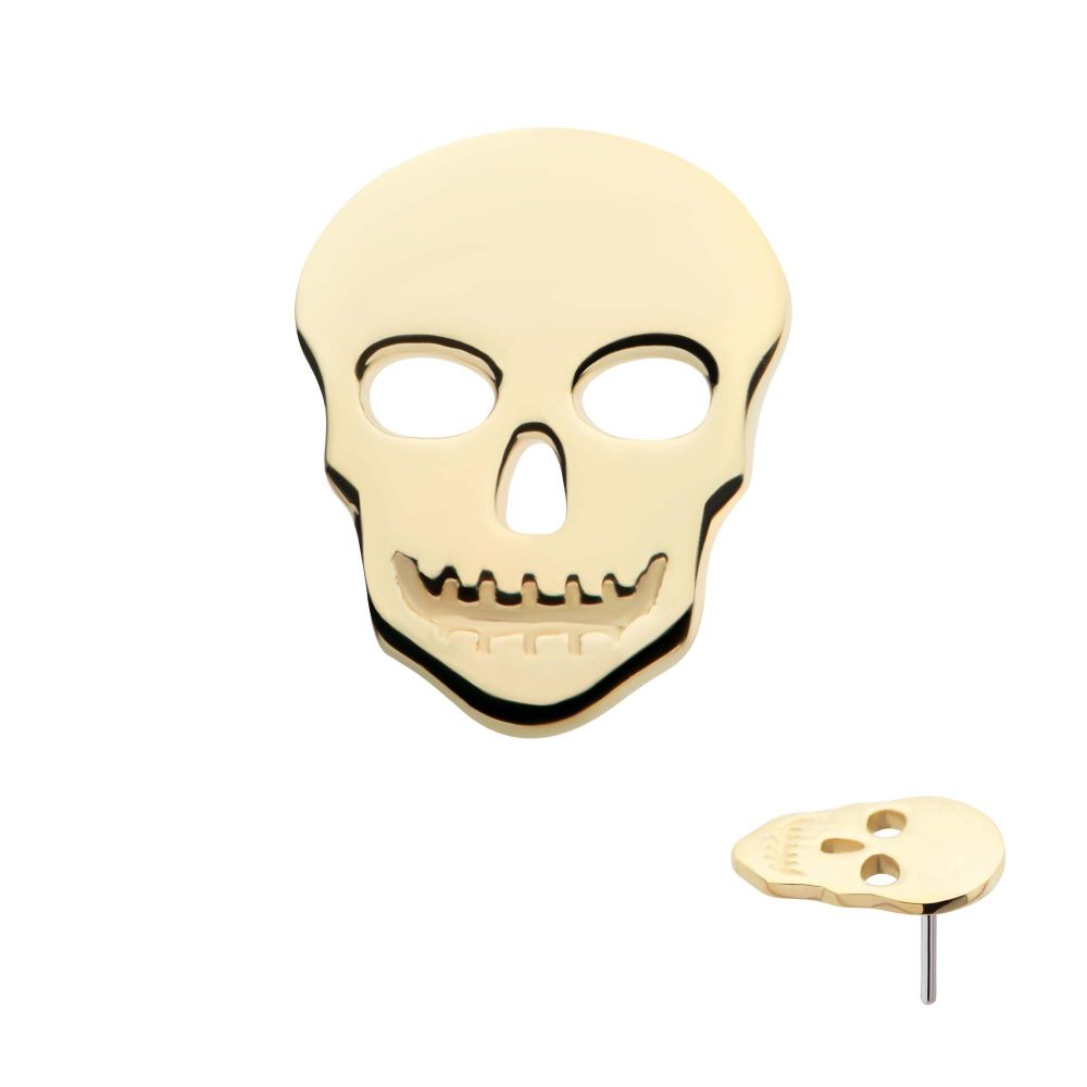 14Kt Yellow Gold Threadless Cut Out Skull Top