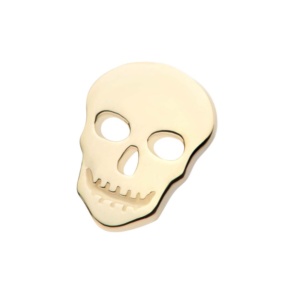14Kt Yellow Gold Threadless Cut Out Skull Top