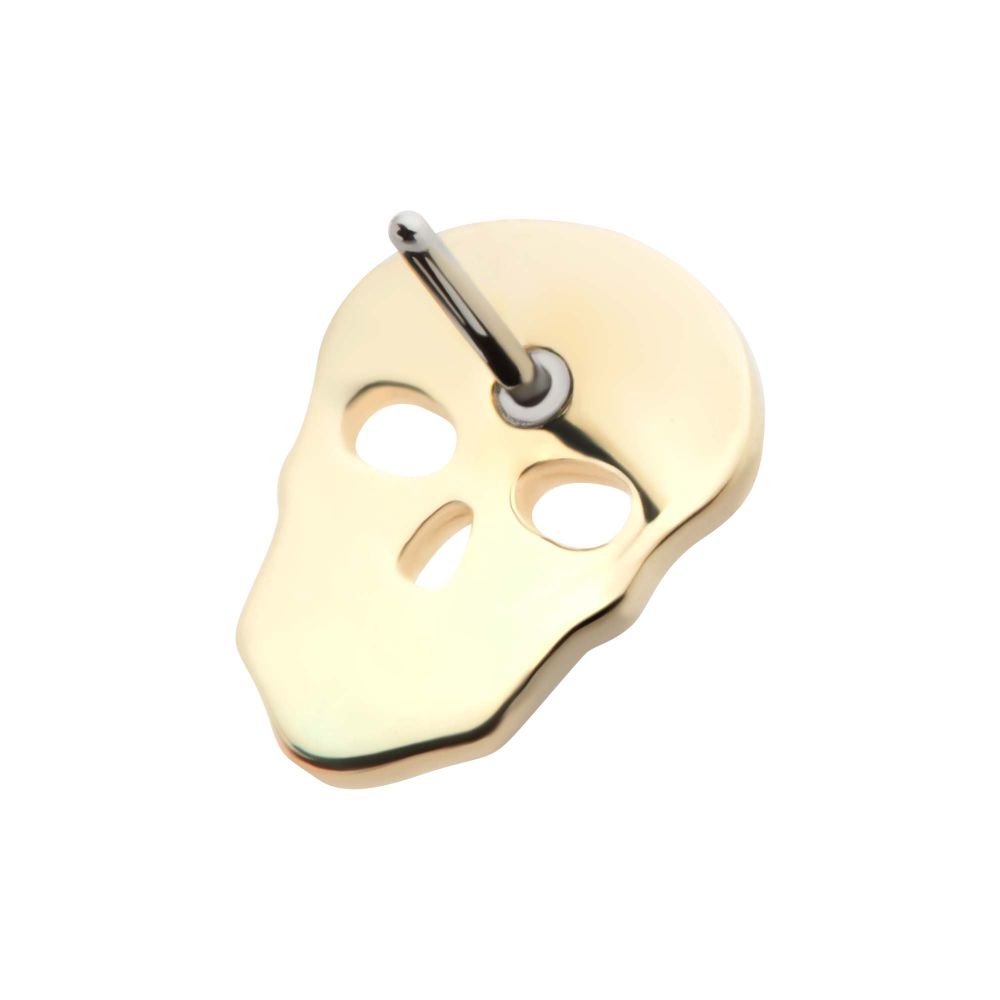 14Kt Yellow Gold Threadless Cut Out Skull Top