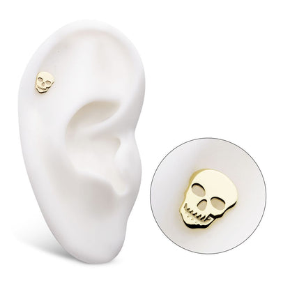 14Kt Yellow Gold Threadless Cut Out Skull Top
