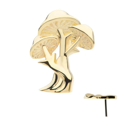 14Kt Yellow Gold Threadless Triple Mushroom Top