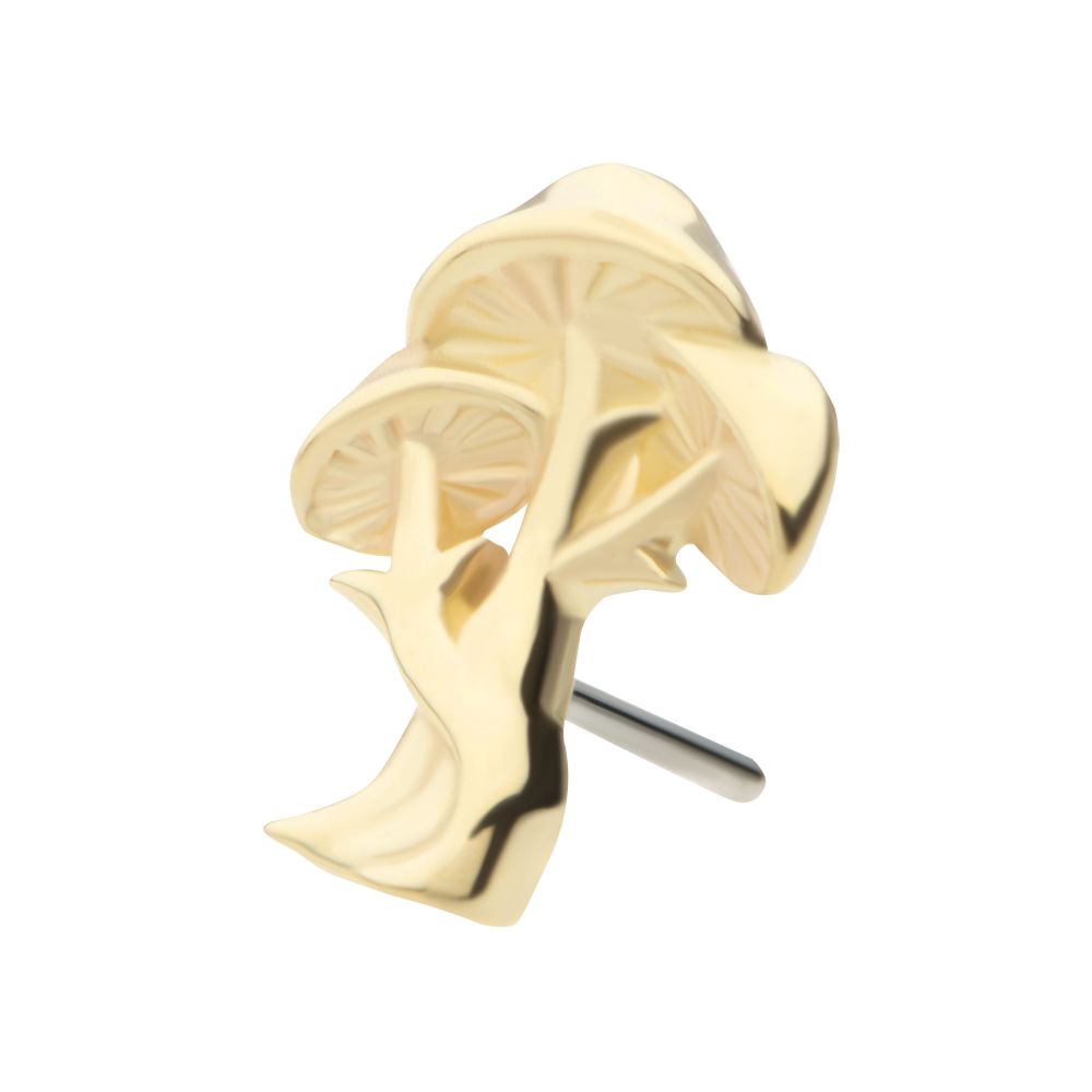 14Kt Yellow Gold Threadless Triple Mushroom Top