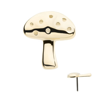 14Kt Yellow Gold Threadless Dotted Mushroom Top