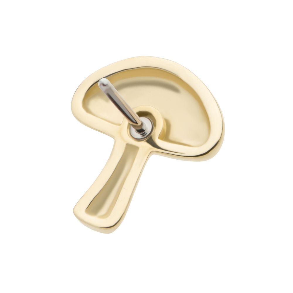 14Kt Yellow Gold Threadless Dotted Mushroom Top
