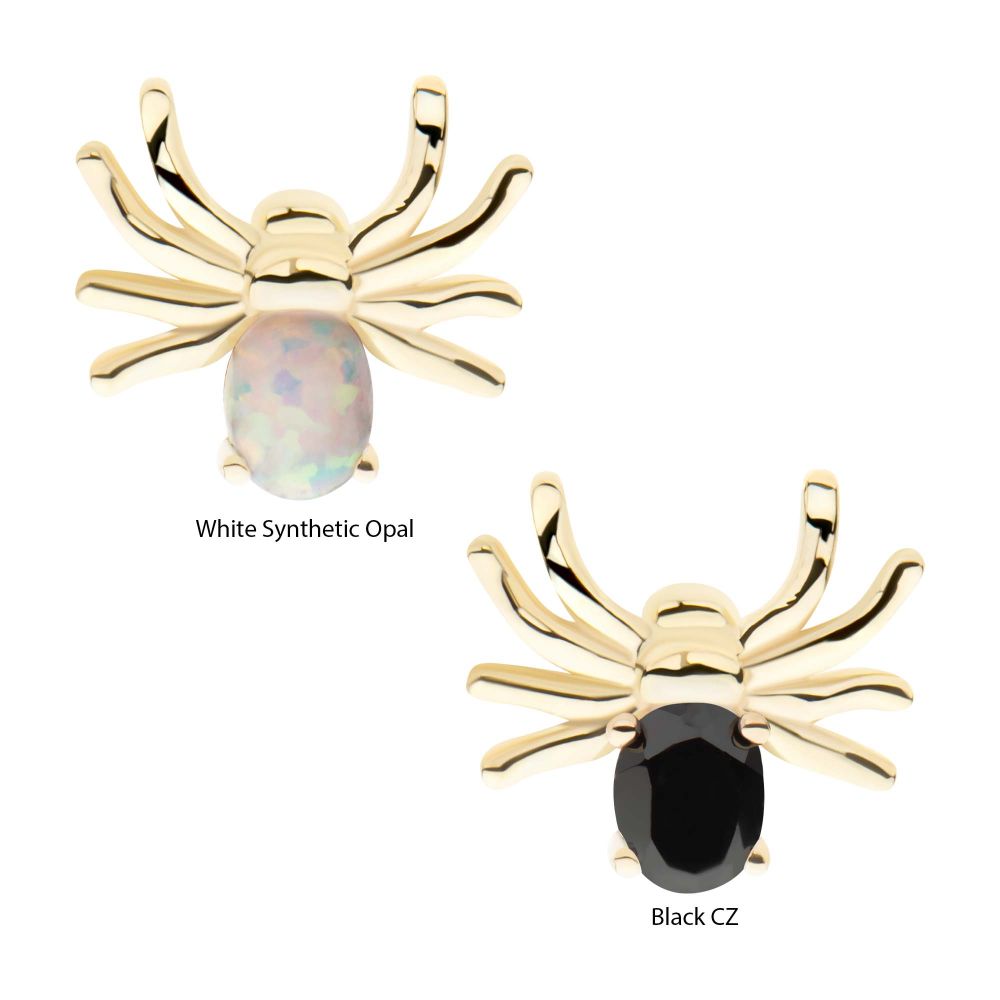 14Kt Yellow Gold Threadless Prong Set Opal/CZ Spider Top