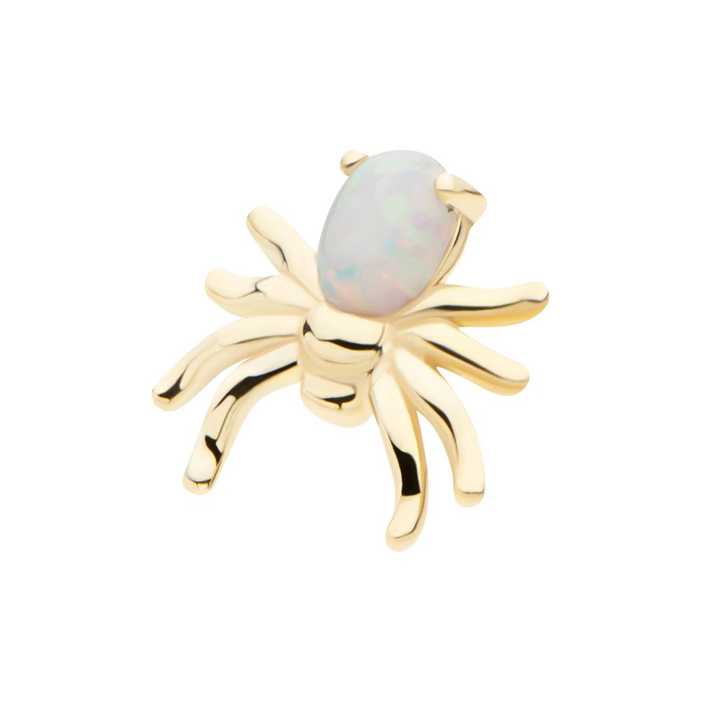 14Kt Yellow Gold Threadless Prong Set Opal/CZ Spider Top