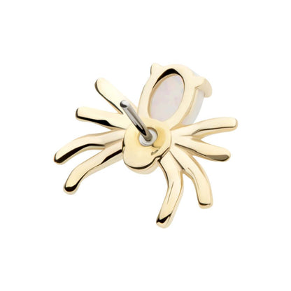 14Kt Yellow Gold Threadless Prong Set Opal/CZ Spider Top