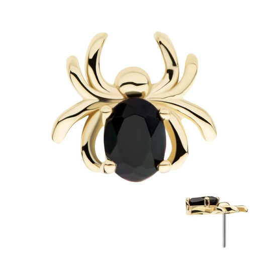 14Kt Gold Threadless Spider Top with Prong Set Oval Gem