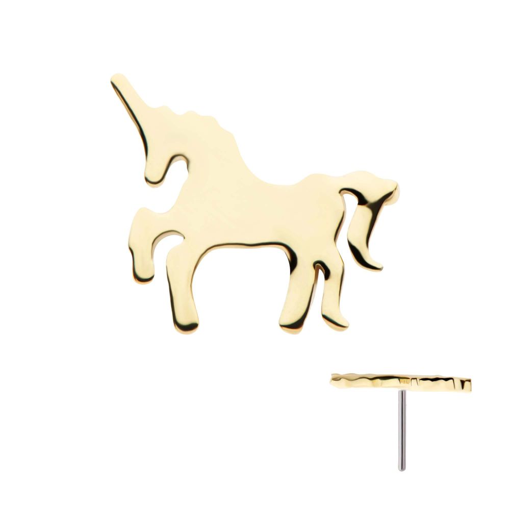 14Kt Yellow Gold Threadless Unicorn Top