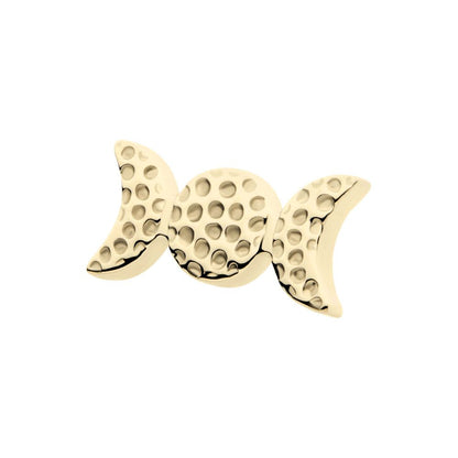 14Kt Yellow Gold Threadless Hammered Triple Moon Phase Top