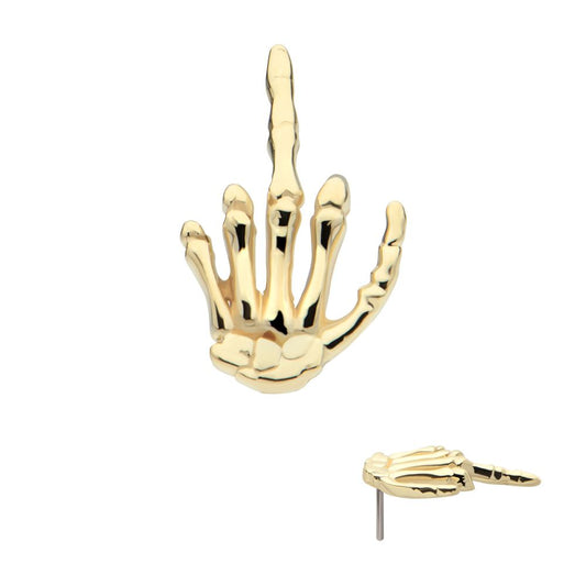 14Kt Yellow Gold Threadless Middle Finger Top