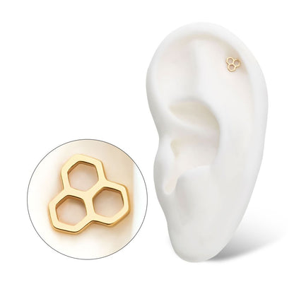 14kt Yellow Gold Threadless with Cut Out Honeycomb Top