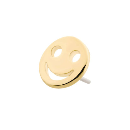 14Kt Gold Threadless with Cut Out Smiley Face Emoji Top