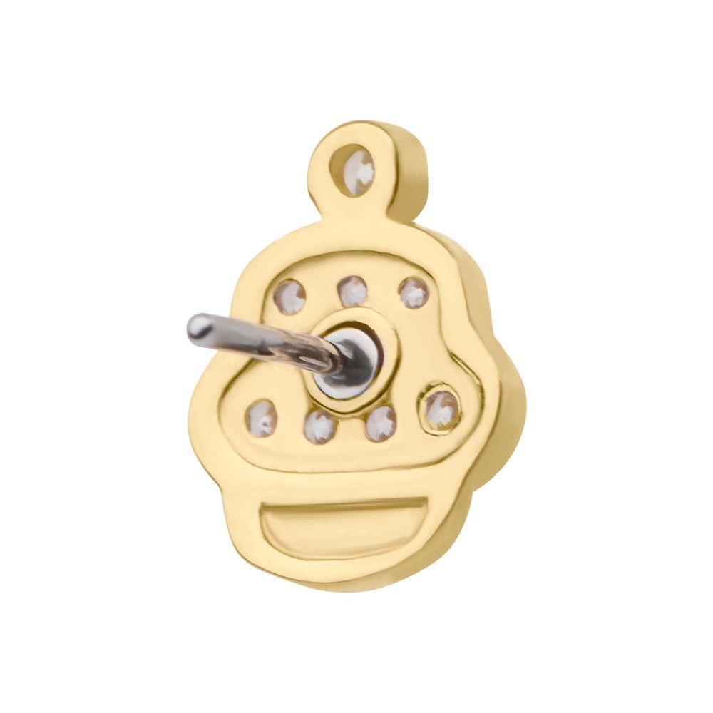 14Kt Yellow Gold Threadless with CZ Cupcake Top