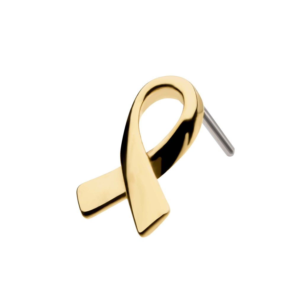 14kt Yellow Gold Threadless with Awareness Ribbon Symbol Top