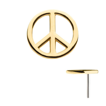 14kt Yellow Gold Threadless with Cut Out Peace Sign Top