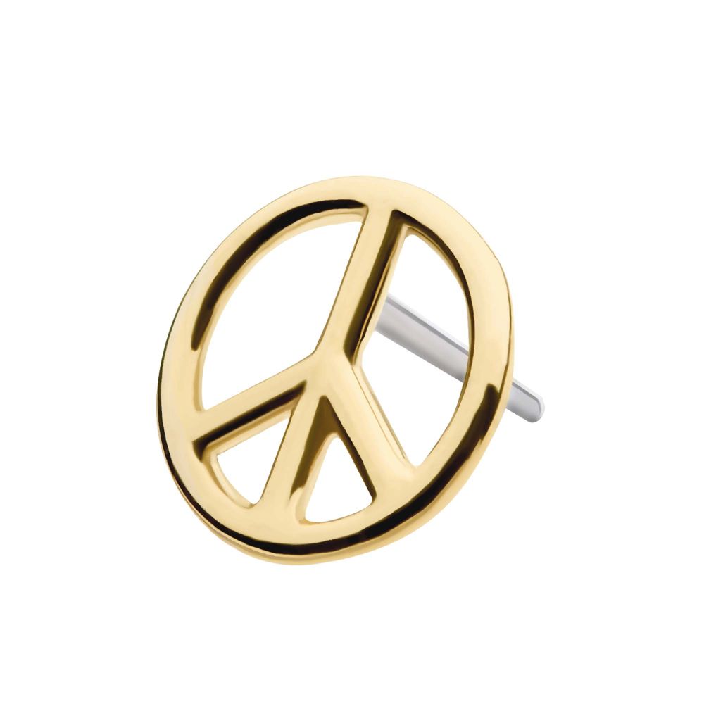 14kt Yellow Gold Threadless with Cut Out Peace Sign Top