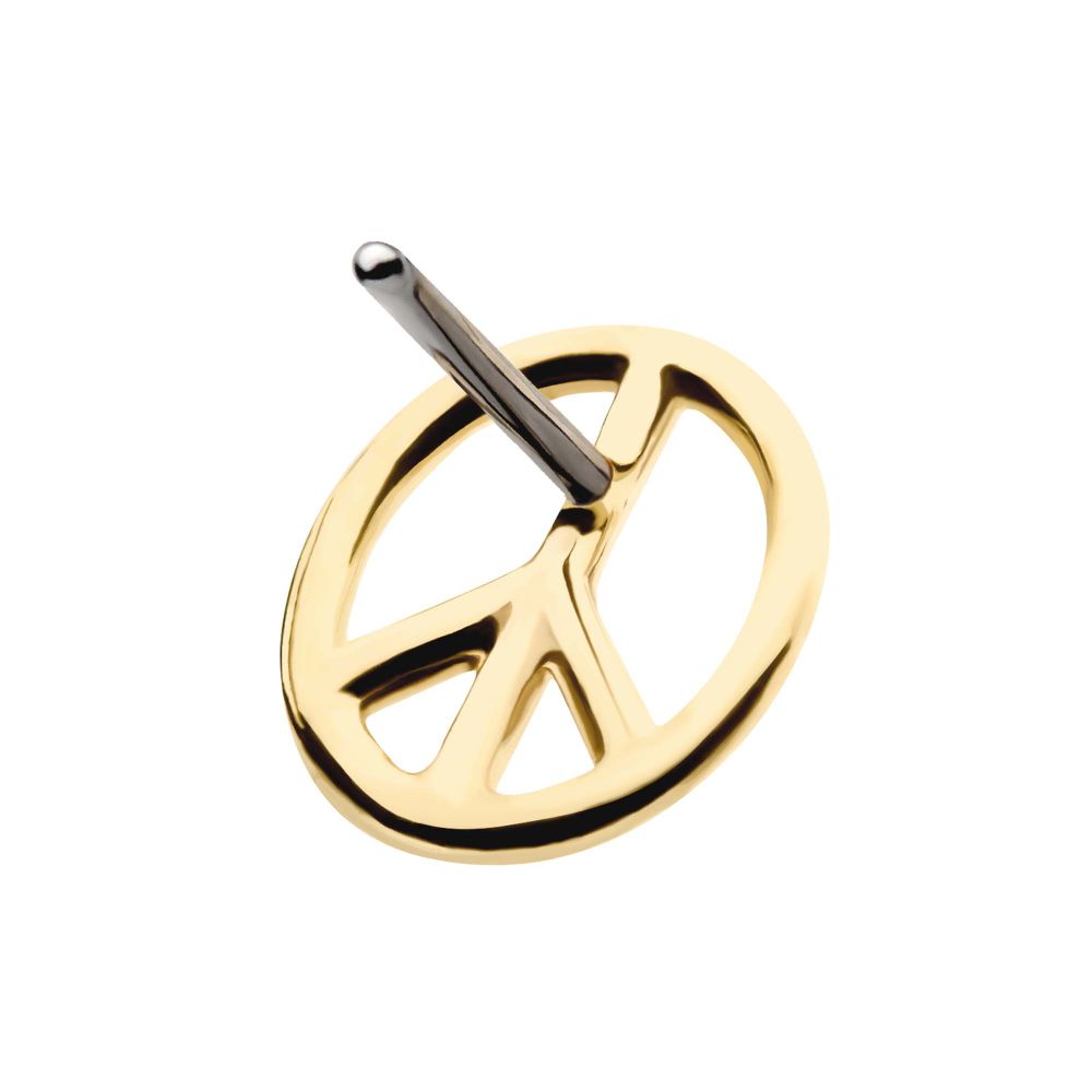 14kt Yellow Gold Threadless with Cut Out Peace Sign Top