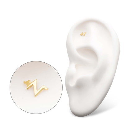 14Kt Gold Threadless with Heart Beat Top