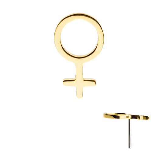 14kt Yellow Gold Threadless with Female Gender Symbol Top