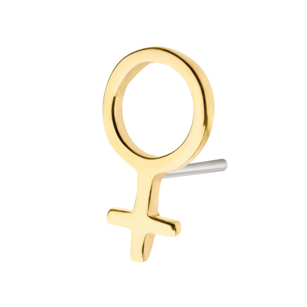 14kt Yellow Gold Threadless with Female Gender Symbol Top