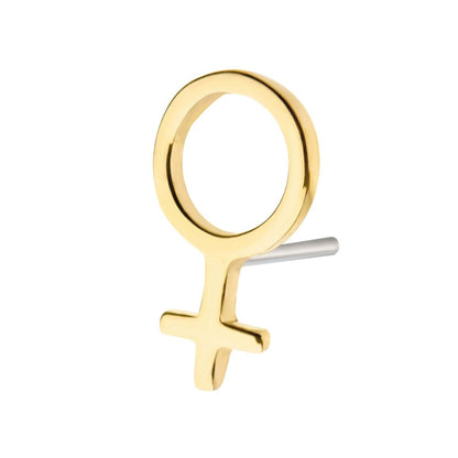 14kt Yellow Gold Threadless with Female Gender Symbol Top