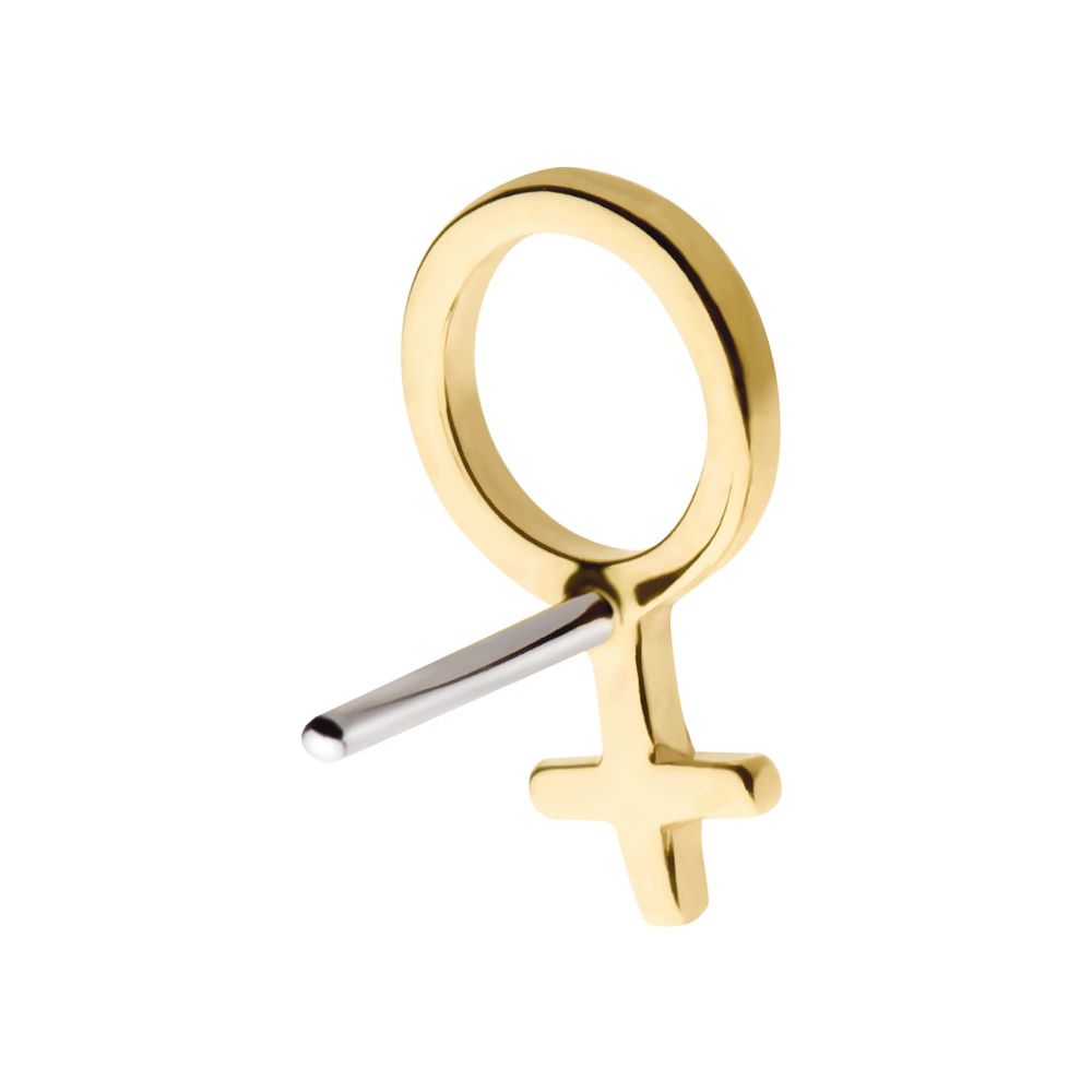 14kt Yellow Gold Threadless with Female Gender Symbol Top