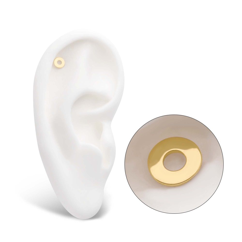 14Kt Gold Threadless with Letter "O" Top