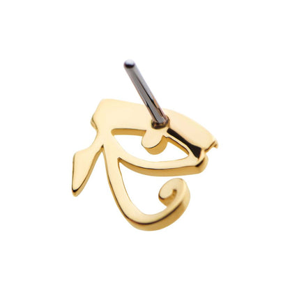 14Kt Gold Threadless with Eye of Ra Top