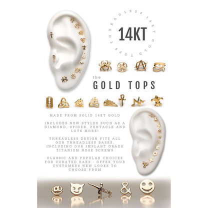 14Kt Gold Threadless with Leviathan Cross Top