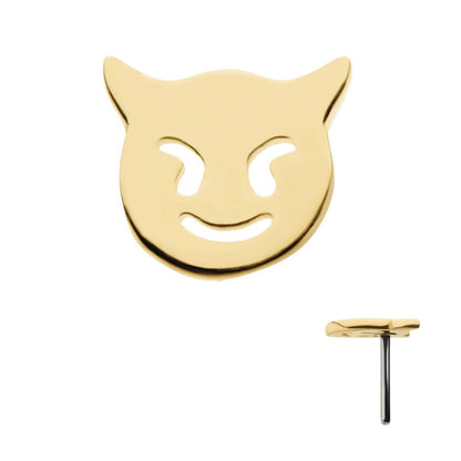 14Kt Gold Threadless with Cut Out Devil Emoji Top